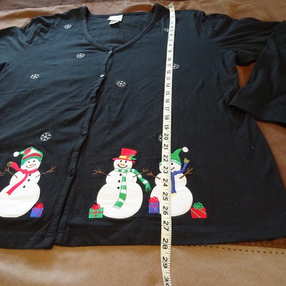 XXL black with snowmen Christmas cardigan - Picture 5 of 9